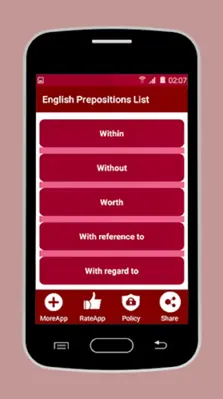 English Prepositions List android App screenshot 0